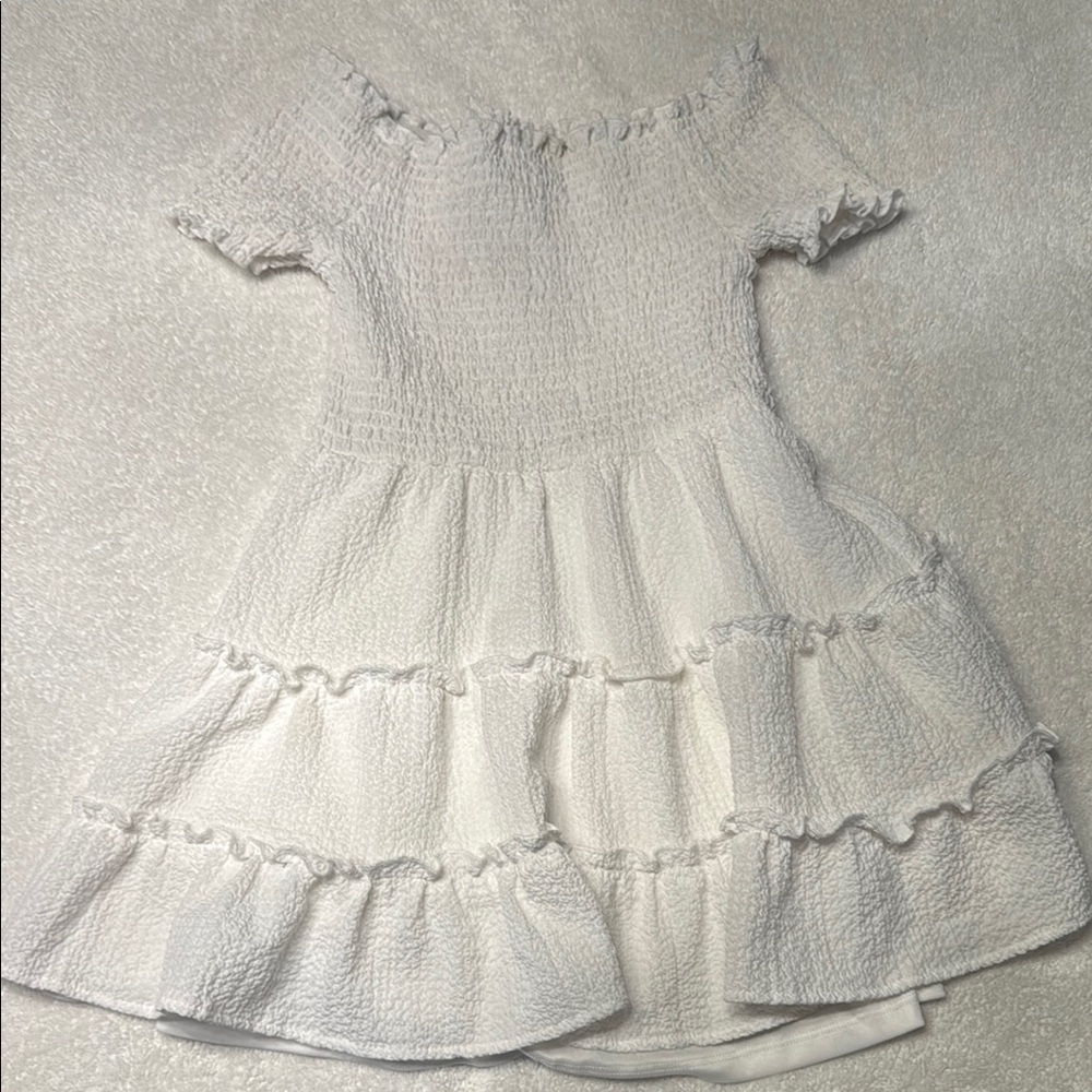 White Off-Shoulder Ruffle Dress